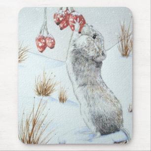 Mousepad animais selvagens bonitos da cena da neve do