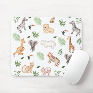 Mousepad Animais selvagens com padrão de árvore na selva