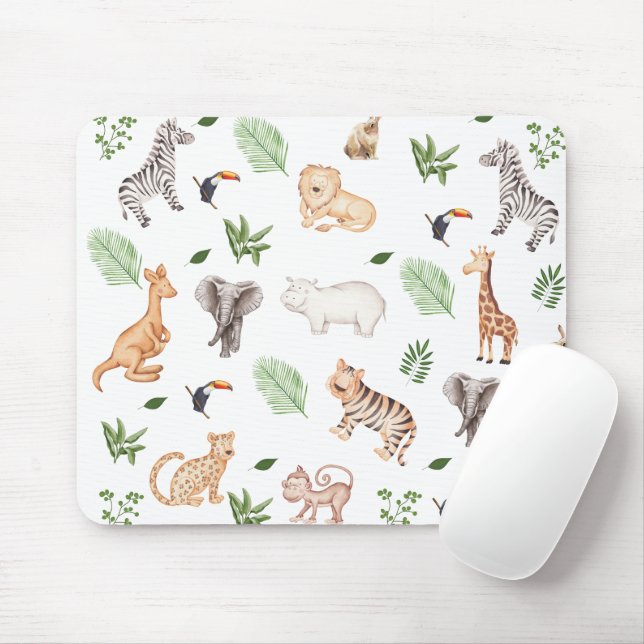 Mousepad Animais selvagens com padrão de árvore na selva (Com mouse)