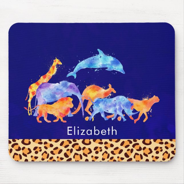 Mousepad Animais selvagens com uma fronteira de impressão d (Frente)