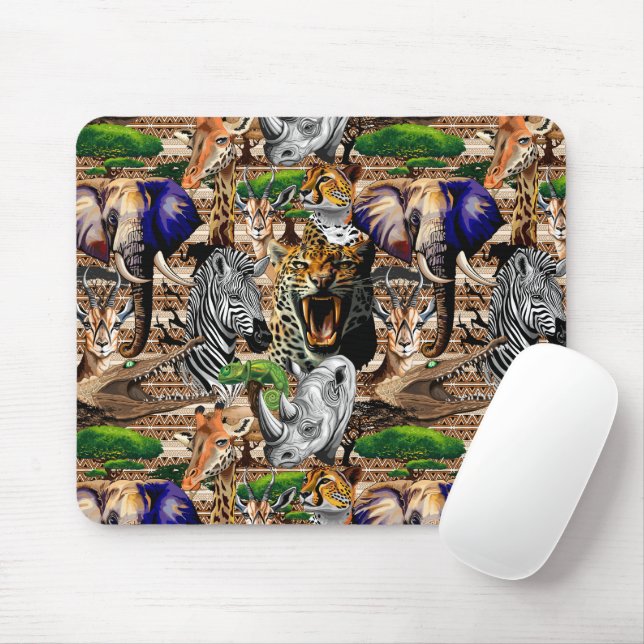Mousepad Animais Selvagens da savana africana (Com mouse)