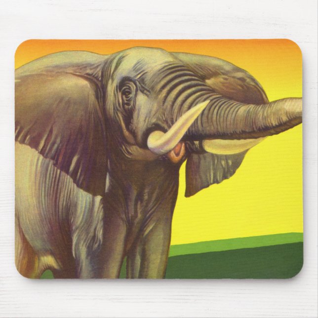 Mousepad Animais Selvagens Vintage, Elefante Africano com P (Frente)