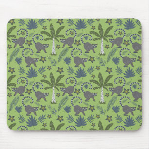 Mousepad Animais tropicais, sem soldadura, verdes e cinzas