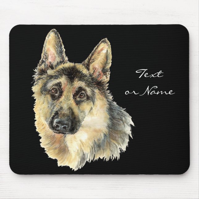 Mousepad Animal de companhia de German shepherd de aquarela (Frente)