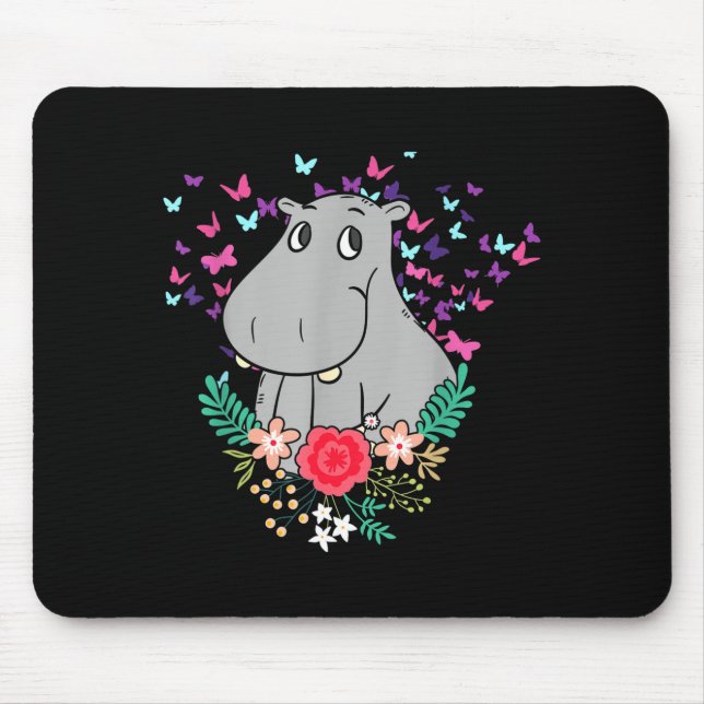 Mousepad Animal Lover Butterfly Valentines Day Gift Flowers (Frente)