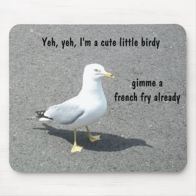 Mousepad Animal mal-humorado Meme da gaivota de Begger (Frente)