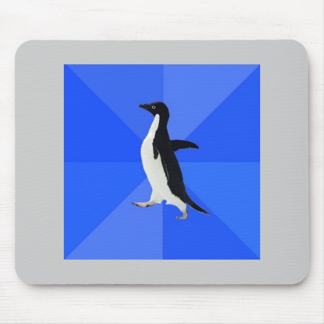 Mousepad Animal social inábil Meme do conselho do pinguim (Frente)