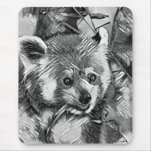 Mousepad AnimalArtBW_RedPanda_003