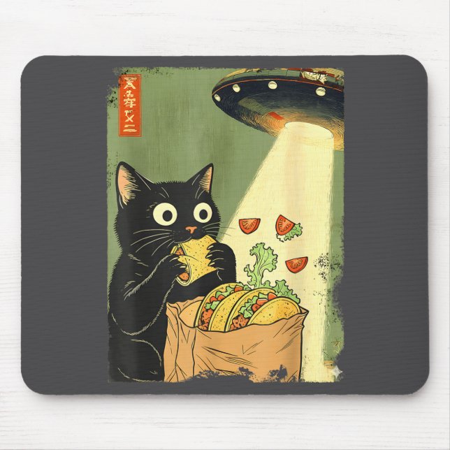 Mousepad Anime Cat Japanese Tacos UFO Apparel (Frente)