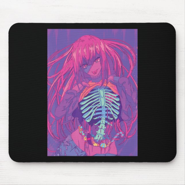 Mousepad Anime fantasia de Halloween Garota Waifu assustada (Frente)