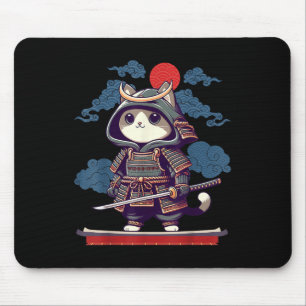 Mousepad Anime Gato Samurai Japonês Tattoo Kawaii Ninja