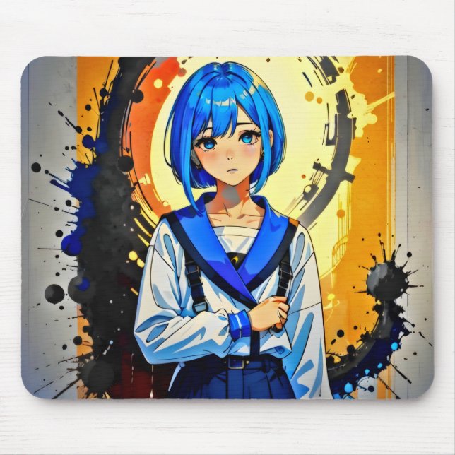 Mousepad Anime Girl in Blue (Frente)