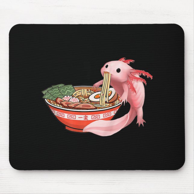 Mousepad Anime Kawaii Cute Axolotl Japonês Ramen Noodles A (Frente)