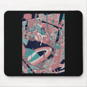 Mousepad Anime Retro 90s Lofi Girl Aestética Japonês Otaku