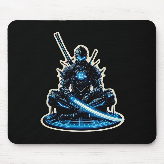 Mousepad Anime Samurai Gamer Warrior Sci-fi Cyber Punk Futu (Frente)