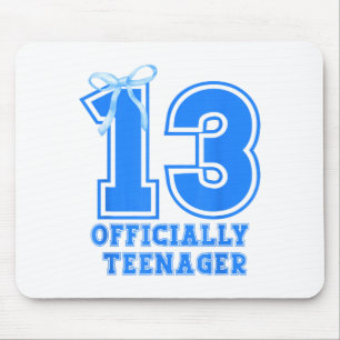 Mousepad Aniversariante Azul Coquete Laço 13 Anos 13º