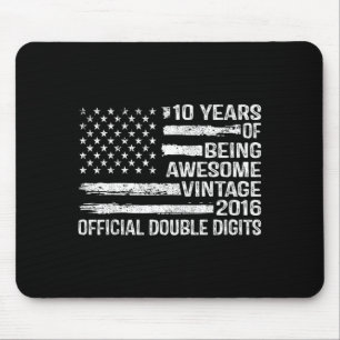 Mousepad Aniversário de 10 Anos de Idade Dígitos Duplos Ani