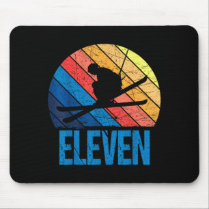 Mousepad aniversário de 11 anos retro esqui esquiando menin