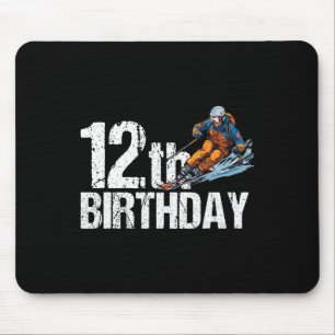 Mousepad Aniversário de 12 anos de Esquiador Menino Menina