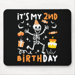 Mousepad aniversário de 2 anos crianças esqueleto engraçado