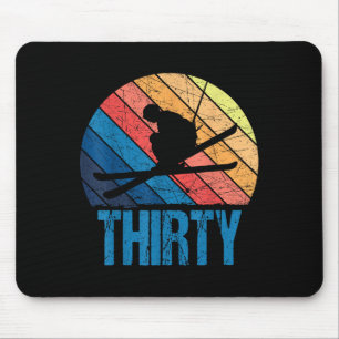 Mousepad aniversário de 30 anos Retro Ski Skiing Homens De