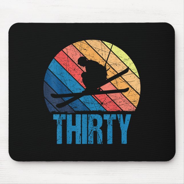 Mousepad aniversário de 30 anos Retro Ski Skiing Homens De  (Frente)