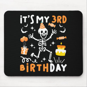 Mousepad aniversário de 3 anos crianças esqueleto engraçado