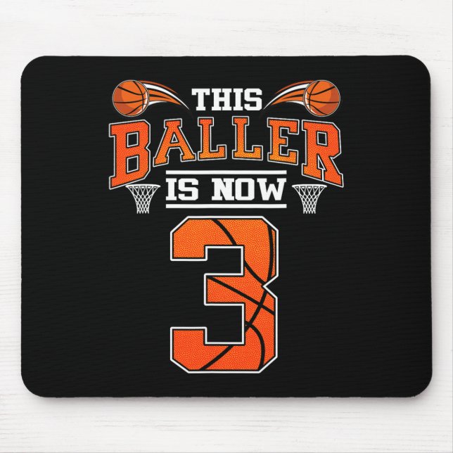 Mousepad aniversário de 3 anos De Basquete Este Chamador Ag (Frente)