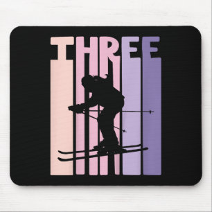 Mousepad aniversário de 3 anos Rapariga Retro Esqui Esquiad