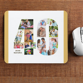 Mousepad Aniversário de 40 anos de Colagem de Fotos Número 