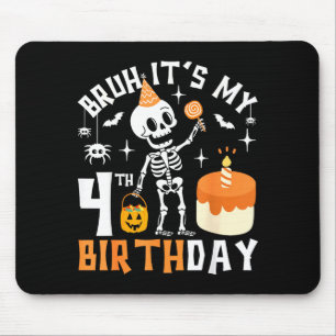 Mousepad Aniversário de 4 anos no Halloween Esqueleto Bruh-