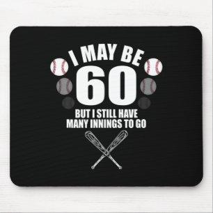 Mousepad Aniversário de 60 anos engraçado fã de beisebol An