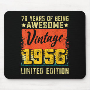 Mousepad Aniversário de 70 anos Vintage 1956 Decoração de 7