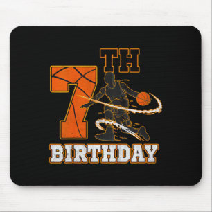 Mousepad Aniversário de 7 anos de crianças basquete meninos