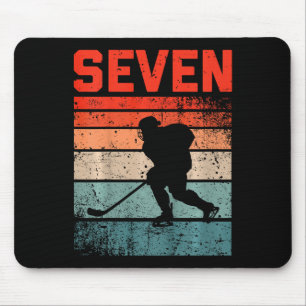 Mousepad Aniversário de 7 anos de hóquei no gelo retrô Meni