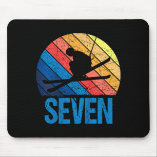 Mousepad aniversário de 7 anos retro esqui esquiando menino