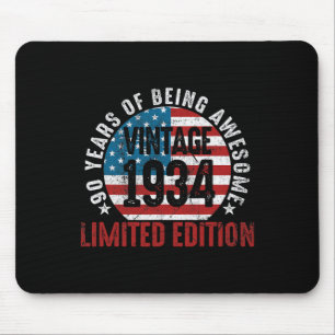 Mousepad Aniversário de 90 anos Vintage 19&# Bandeira Patr