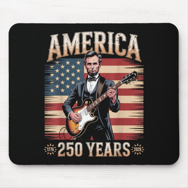 Mousepad Aniversário de Abraham Lincoln Tocando Guitarra S  (Frente)
