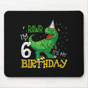 Mousepad Aniversário de Dinossauro 6 Anos Menino Menina Cit