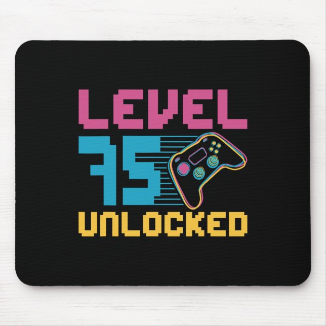 Mousepad Aniversário de jogos desbloqueados do nível 75 (Frente)