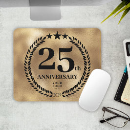 Mousepad Aniversário de negócios do 25 Dourado