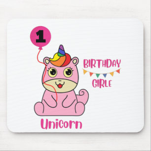 Mousepad aniversário de uma menina unicórnio