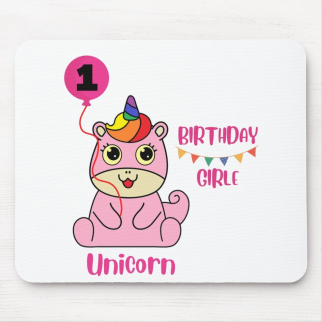 Mousepad aniversário de uma menina unicórnio (Frente)