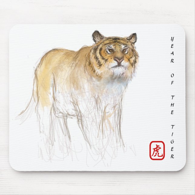 Mousepad Aniversário do Ano do Tigre Chinês de Desenho Orig (Frente)