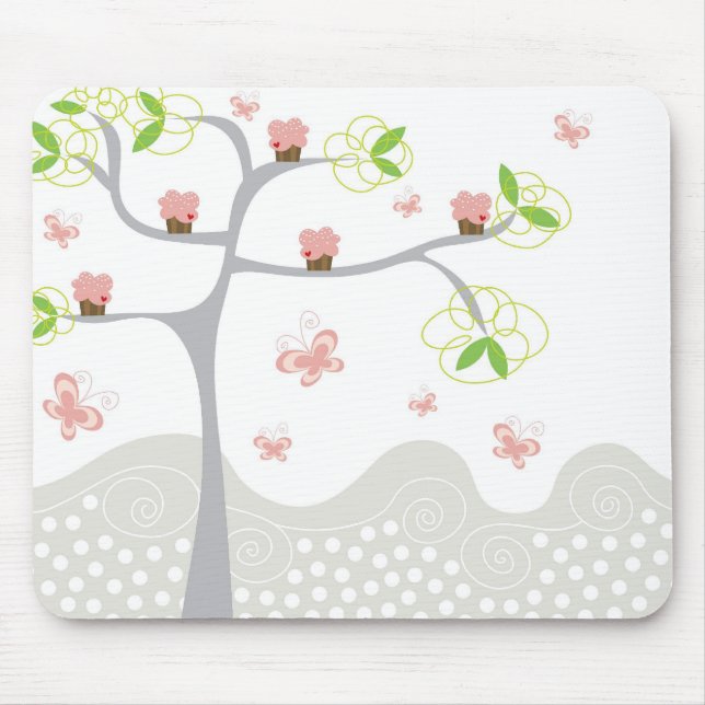 Mousepad Aniversário lunático do doce das borboletas da (Frente)