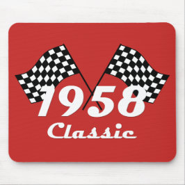 Mousepad Aniversário Retro 1958 Bandeira Xadrez Clássica de