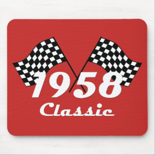 Mousepad Aniversário Retro 1958 Bandeira Xadrez Clássica de