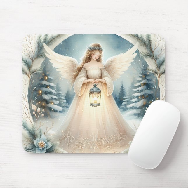 Mousepad Anjo Celestial de Inverno Lanterna da Esperança (Com mouse)