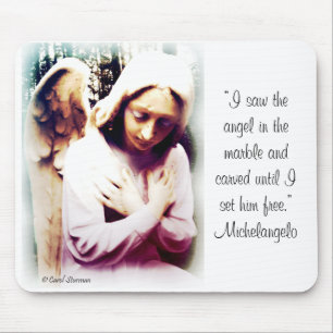 Mousepad Anjo com citações de Michelangelo