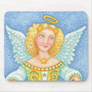Mousepad Anjo de Natal de desenho animado fofo com auréola